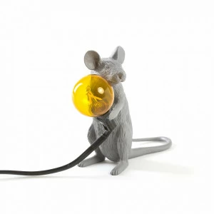 Настольная лампа 14,5х6 серая Mouse Lamp Grey Mac 14939 SELETTI ЖИВОТНЫЕ, МЫШЬ 00-3882470 Желтый;серый