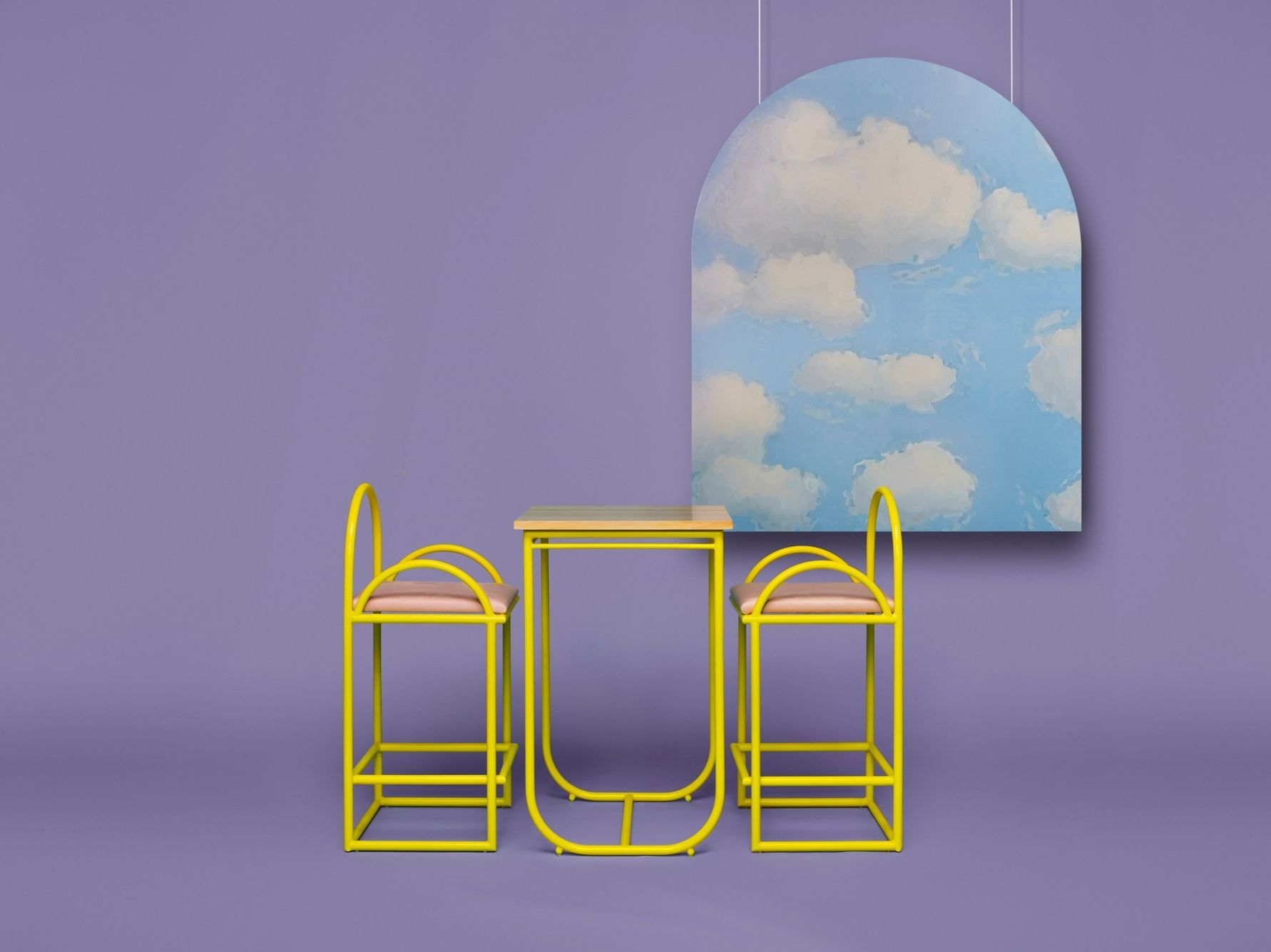 Высокий металлический стул с мягким сиденьем Houtique ARCH-00114337 - Вид №1