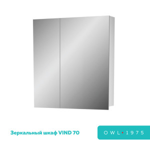 90801538 Шкаф зеркальный подвесной OW23.40.00 70х70см цвет белый Vind (Винд) STLM-0388481 OWL 1975