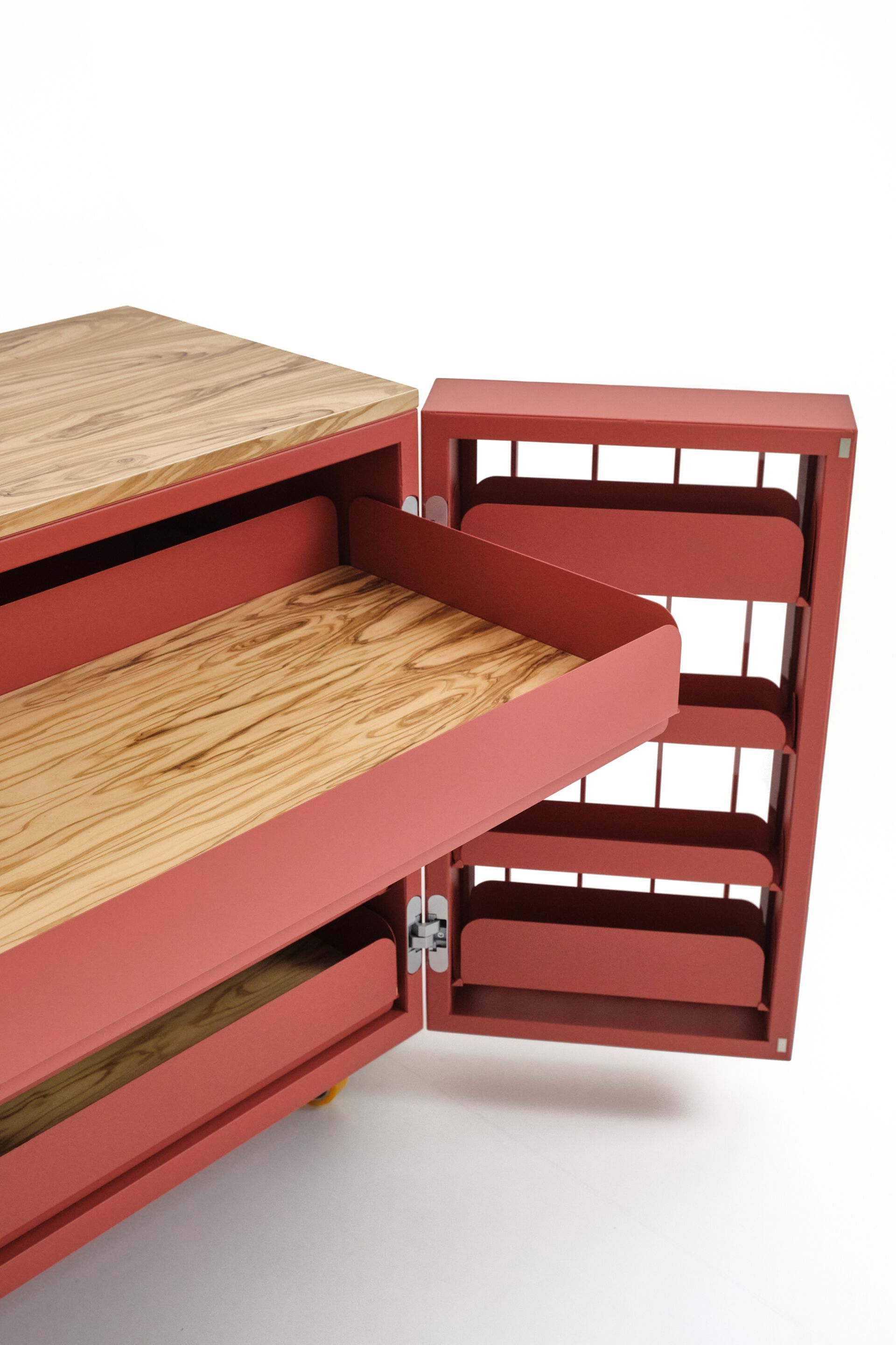 Модульный шкаф из окрашенной стали и оливкового дерева Officine Tamborrino MEMÈ ARCH-00114854 - Вид №11