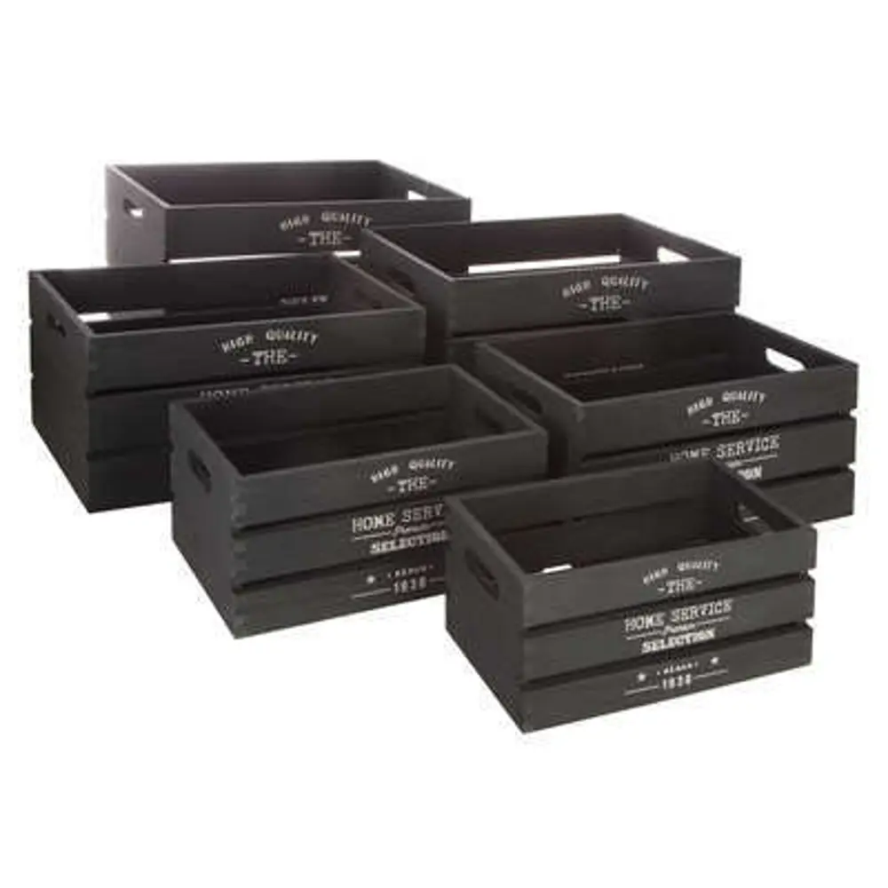 Ящик декоративные 30x22x40 см дерево черный, 6 шт Atmosphera STLM-2188060