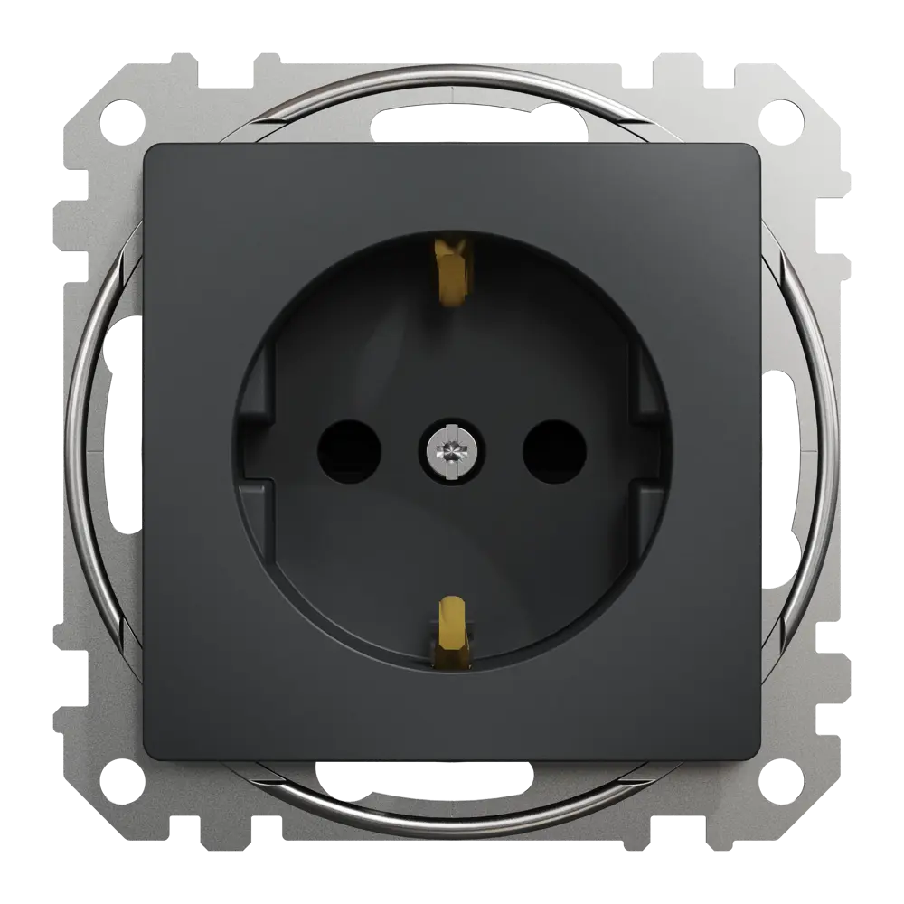 Розетка встраиваемая Systeme Electric Sedna Design с заземлением со шторками цвет антрацит STLM-2139275