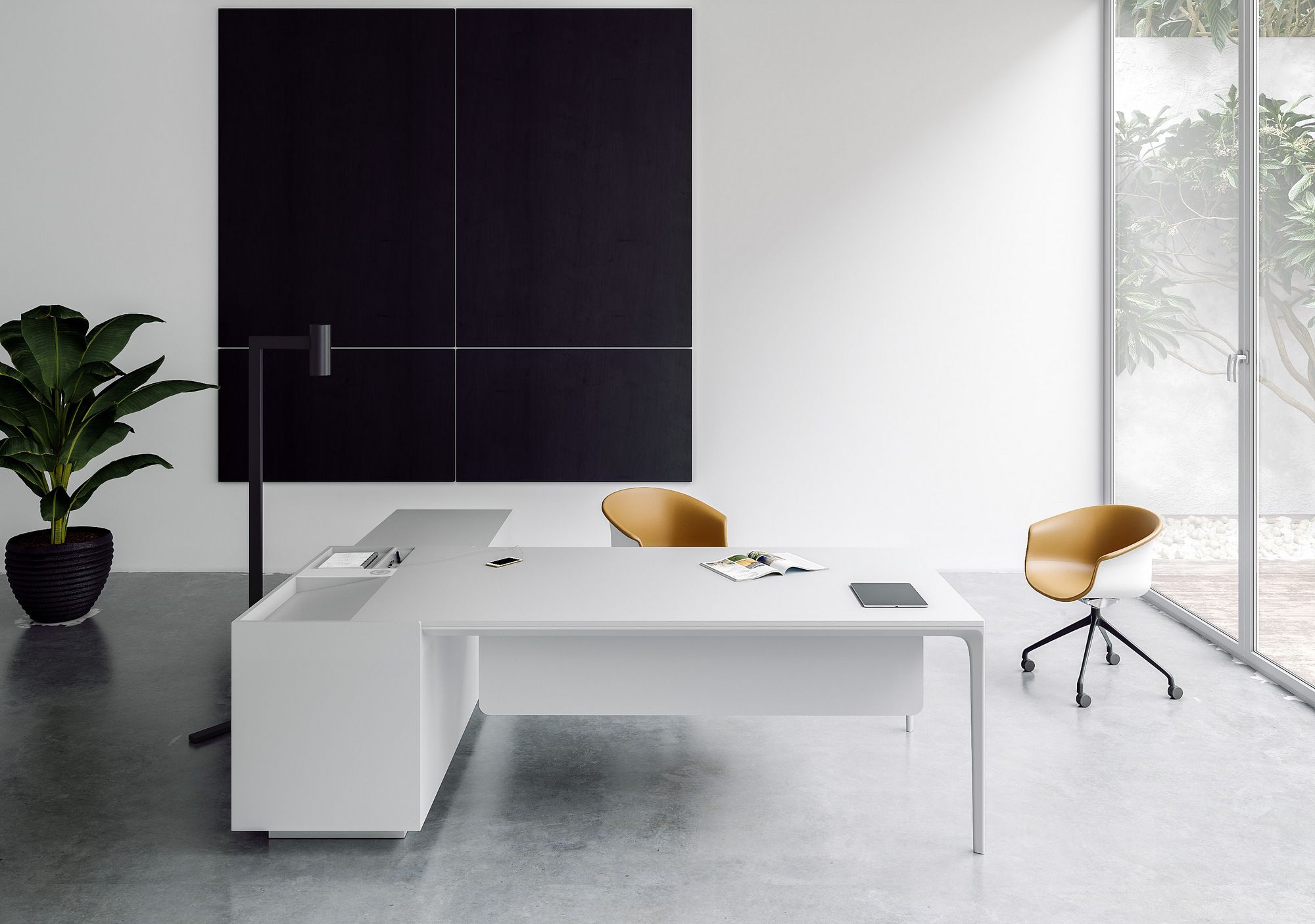 Алюминиевый и деревянный угловой рабочий стол с ящиками Grado Design DADA ARCH-00086716 - Вид №5