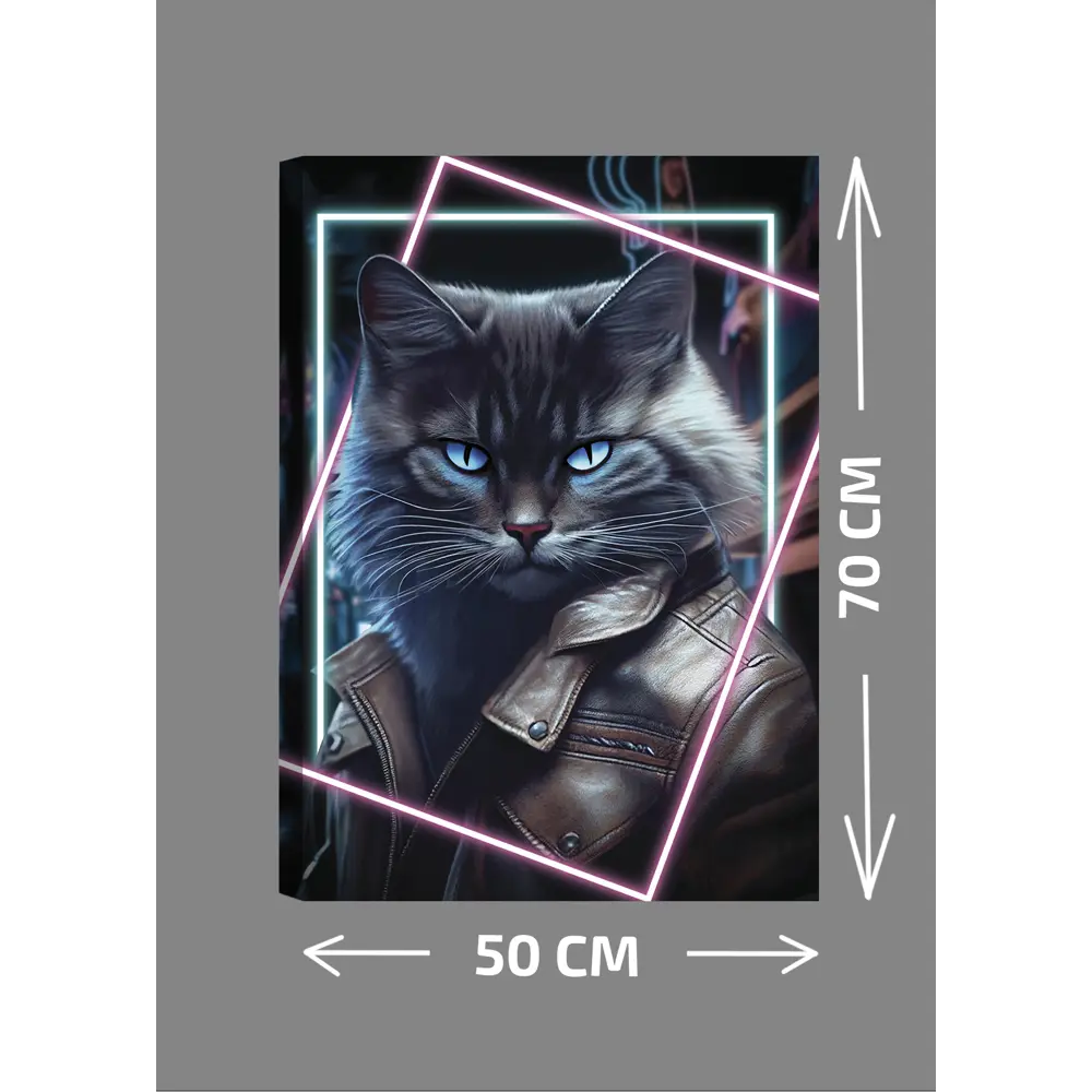 Картина Неоновый кот 1 50x70 см FBRUSH STLM-2031954 - Вид №3