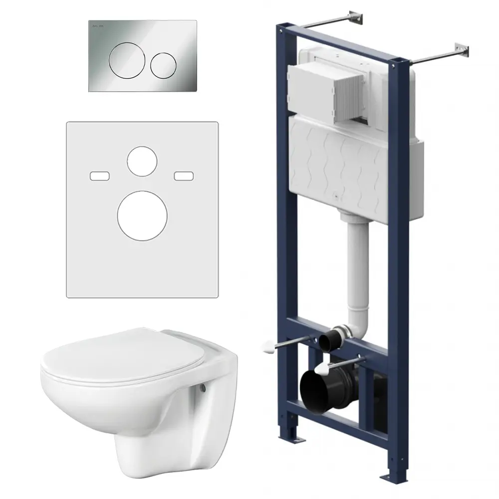 Комплект инсталляция с унитазом Am.Pm Sunny Flashclean с кнопкой цвет белый STLM-2124073 - Вид №2