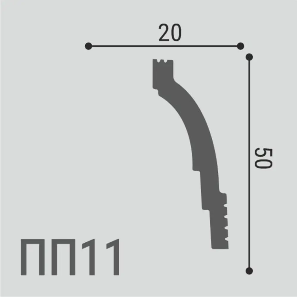 Плинтус Де-Багет 00-00107455 на потолок, полистирол (XPS), белый, 2000x20x20 мм