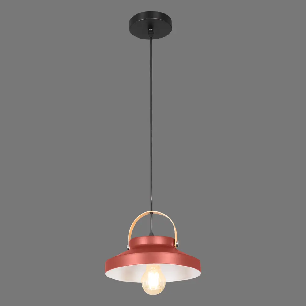 Подвесной светильник Toplight Wendi, 1 лампа, 7 м², цвет красный/дерево STLM-2069607 - Вид №2