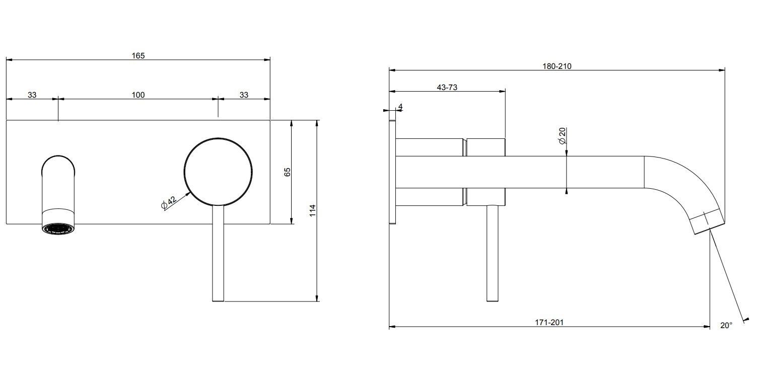 Металлический настенный смеситель для раковины с 2 отверстиями и пластиной Gessi Messi316 ARCH-00127155 - Вид №5