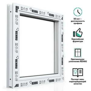 90208289 Пластиковое окно ПВХ Рехау Blitz 600x600мм (ВхШ) глухое двухкамерный стеклопакет белое STLM-0133110