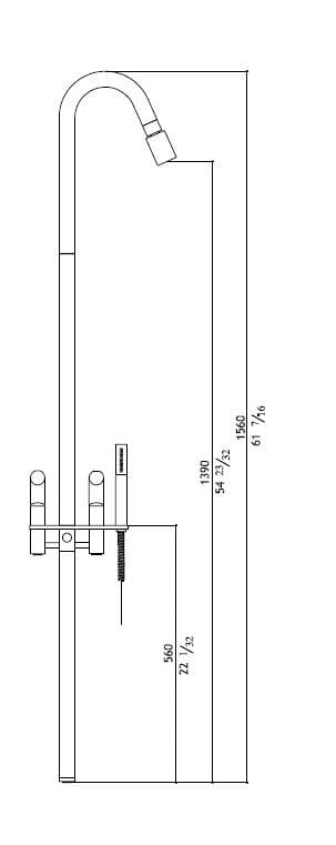 Настенная душевая колонка из нержавеющей стали с ручным душем MGS ARCH-00136241 - Вид №3