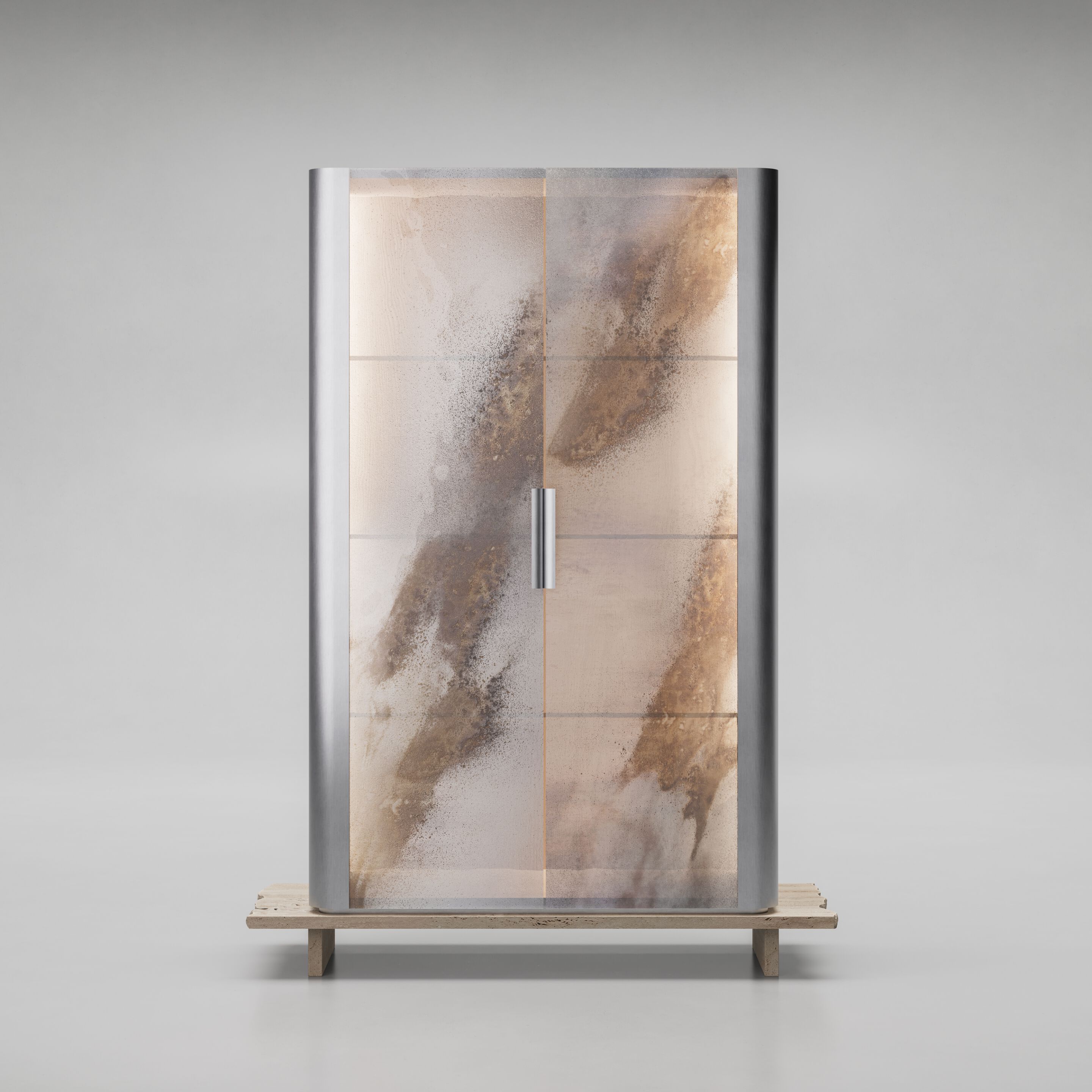 Шкаф из матовой стали и стекла с распашными дверцами ARTE VENEZIANA пещера ARCH-00144225 - Вид №1