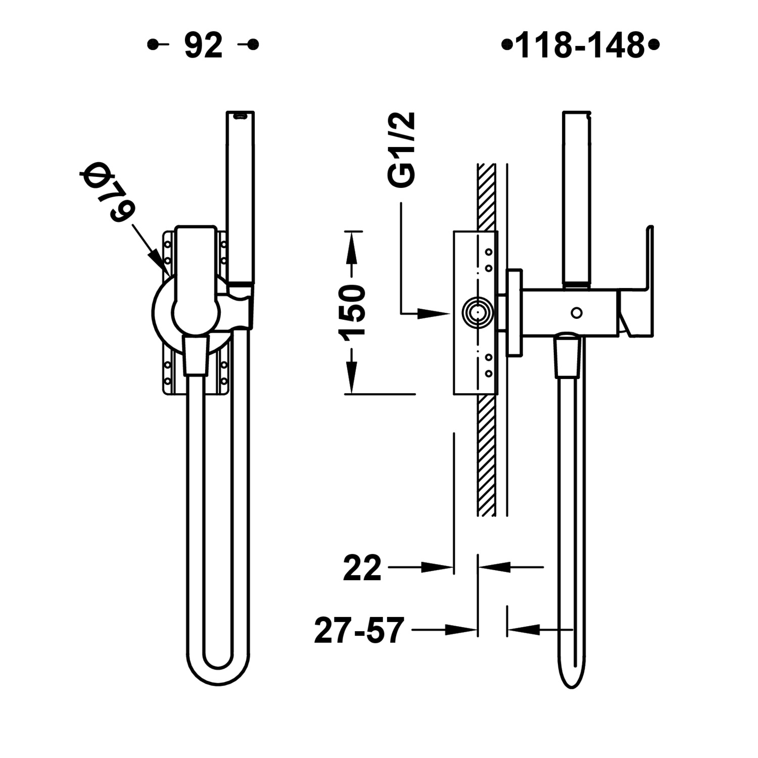 Скрытый однорычажный смеситель для унитаза/ биде на чердаке-20522201 TRES  - Вид №1