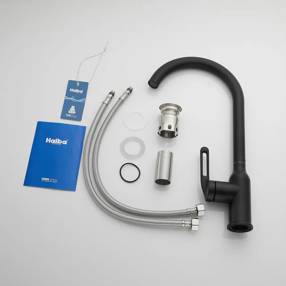 Смеситель для кухни Haiba черный с поворотным изливом 29 см 89396807 STLM-1569384 - Вид №5