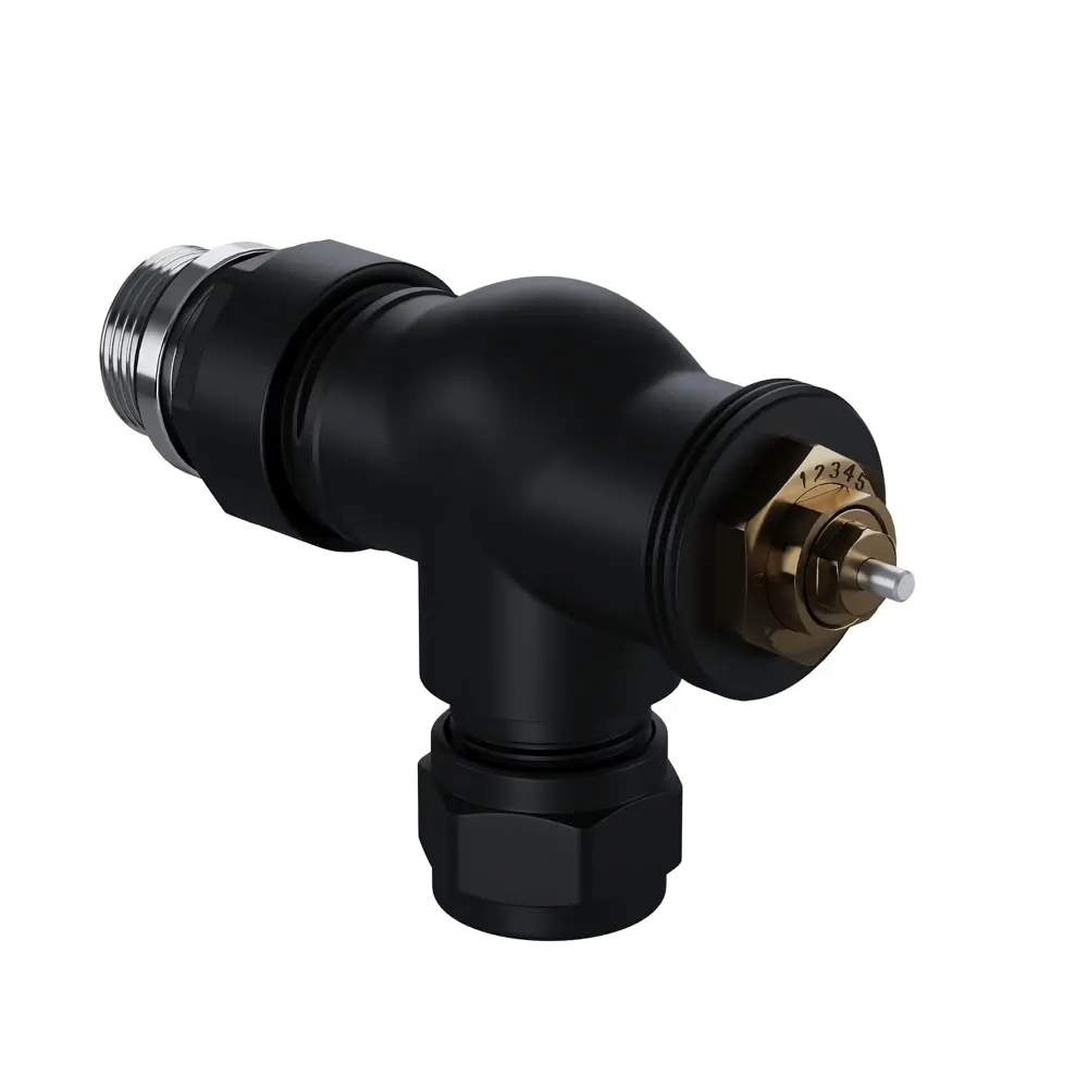 Термостатический комплект для радиатора осевой Royal Thermo Design Pro 1/2" латунь цвет черный STLM-2042939 - Вид №2