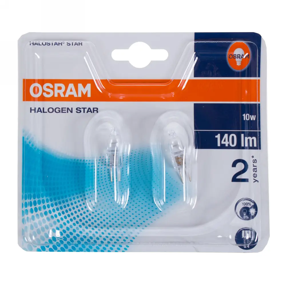 Набор галогенных ламп Osram G4 10 Вт 12 В свет тёплый белый 2 шт STLM-2040456 - Вид №1