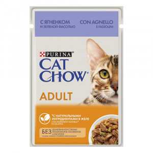 ПР0045317 Корм для кошек с ягненком и зеленой фасолью в желе, пауч 85 г Cat Chow