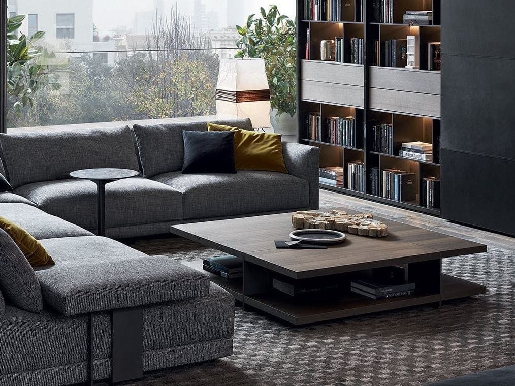 Низкий журнальный столик из шпона с журнальной стойкой Poliform ARCH-00035684 - Вид №1