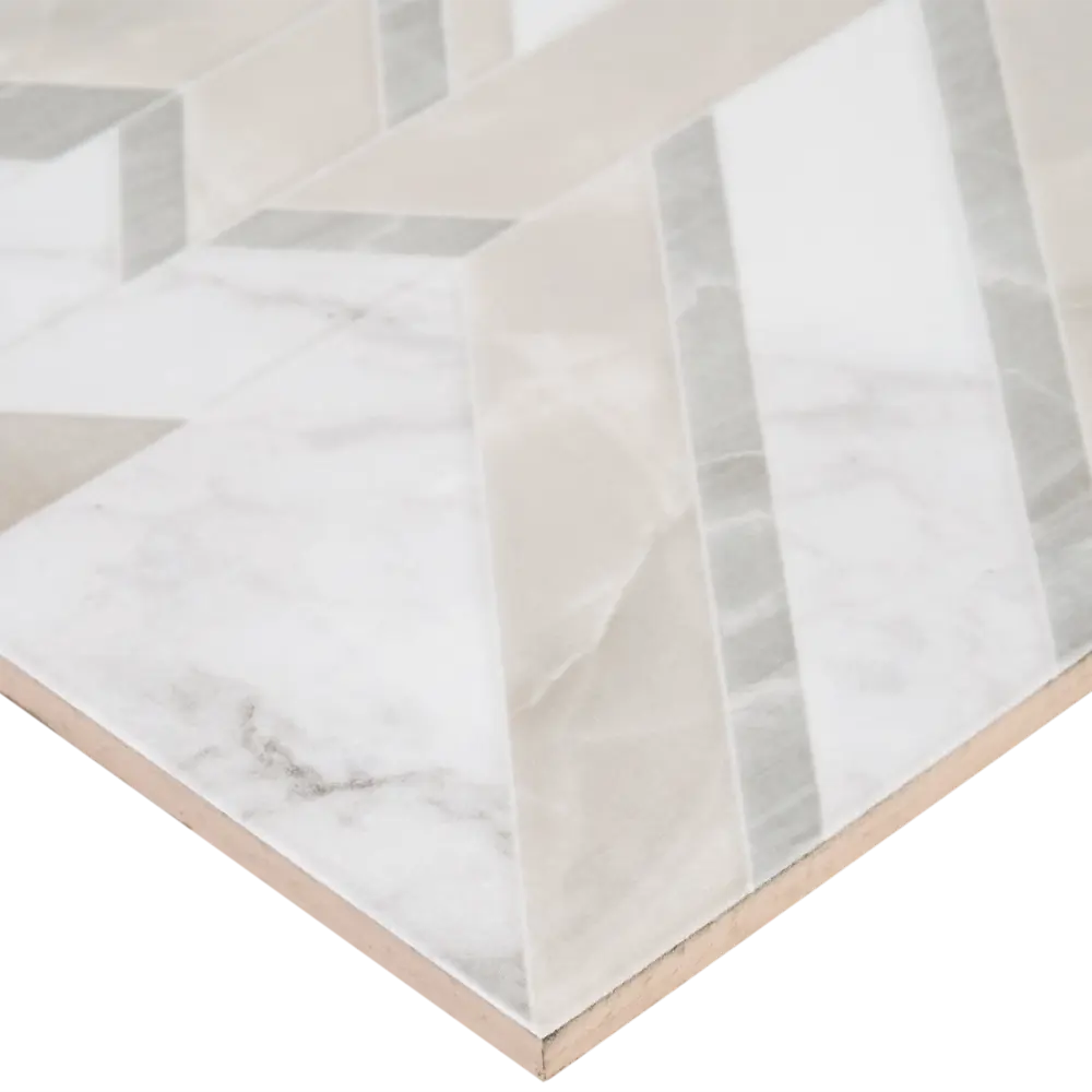 Плитка настенная Marmo Bianco Chevron 30х60 см 1.44 м² цвет белый Golden Tile STLM-2114857 - Вид №1