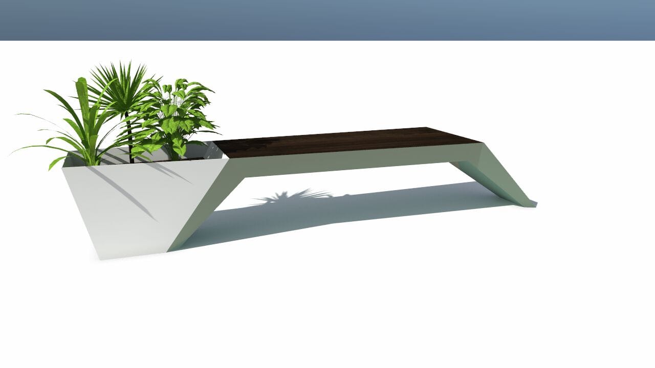 Скамейка из дерева и листового металла со встроенной плантатором без спинки CITYSì URBAN ARCH-00044158 - Вид №10