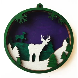 Набор для творчества Елочная игрушка Олень в лесу 10x10 см дерево