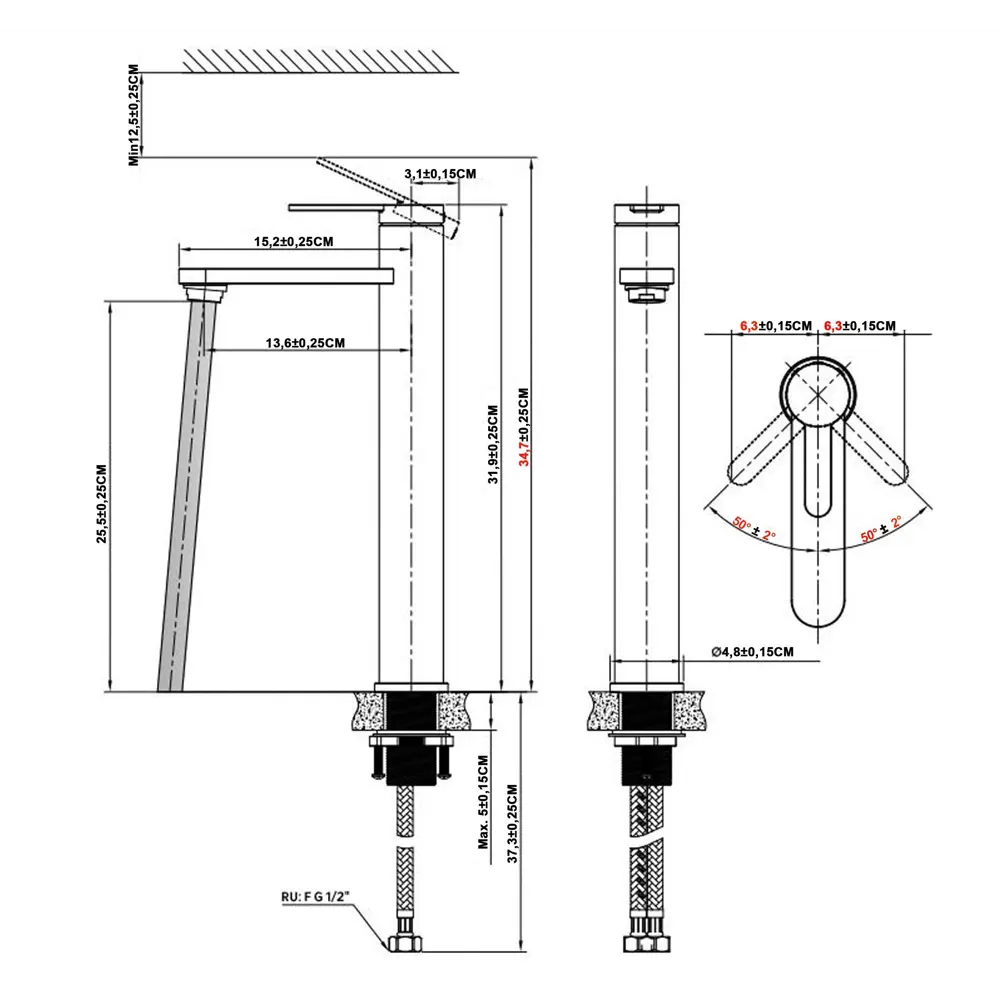 Смеситель для раковины KONSENSA Нарни MA3644PC однорычажный на столешницу цвет черный матовый STLM-2138467 - Вид №6