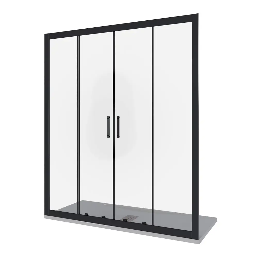 Душевая дверь Makiato 150x190см раздвижная профиль черный стекло прозрачное 5мм Santreyd Makiato New STLM-2117343
