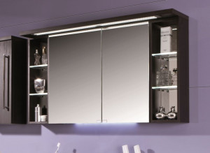 S2A431226L(121) Puris Crescendo, зерк. шкаф (2 двери) c LED подсветкой 1200 мм левый, цвет антрацит высокоглянц.