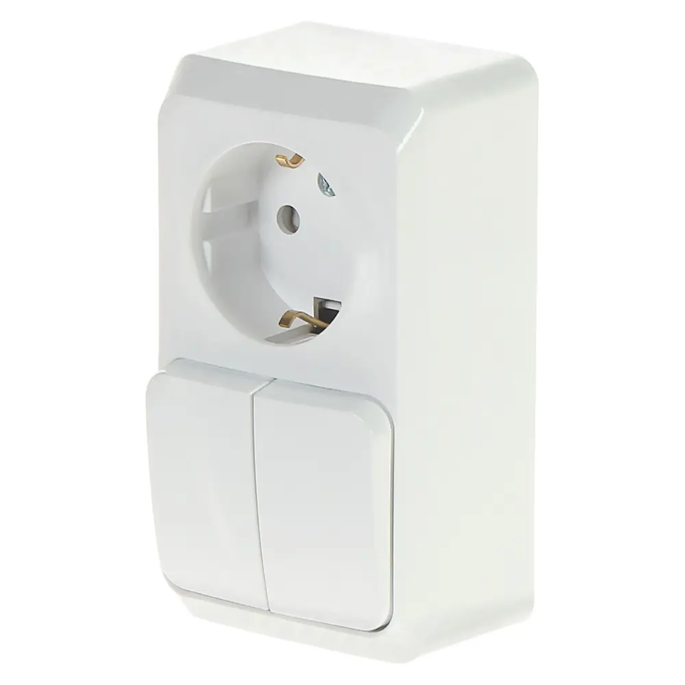 Розетка с выключателем 2 клавиши цвет белый Schneider Electric Этюд STLM-2179244