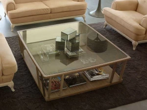VOLPI Квадратный журнальный столик из дерева и стекла Contemporary living 2slb-003-rbb
