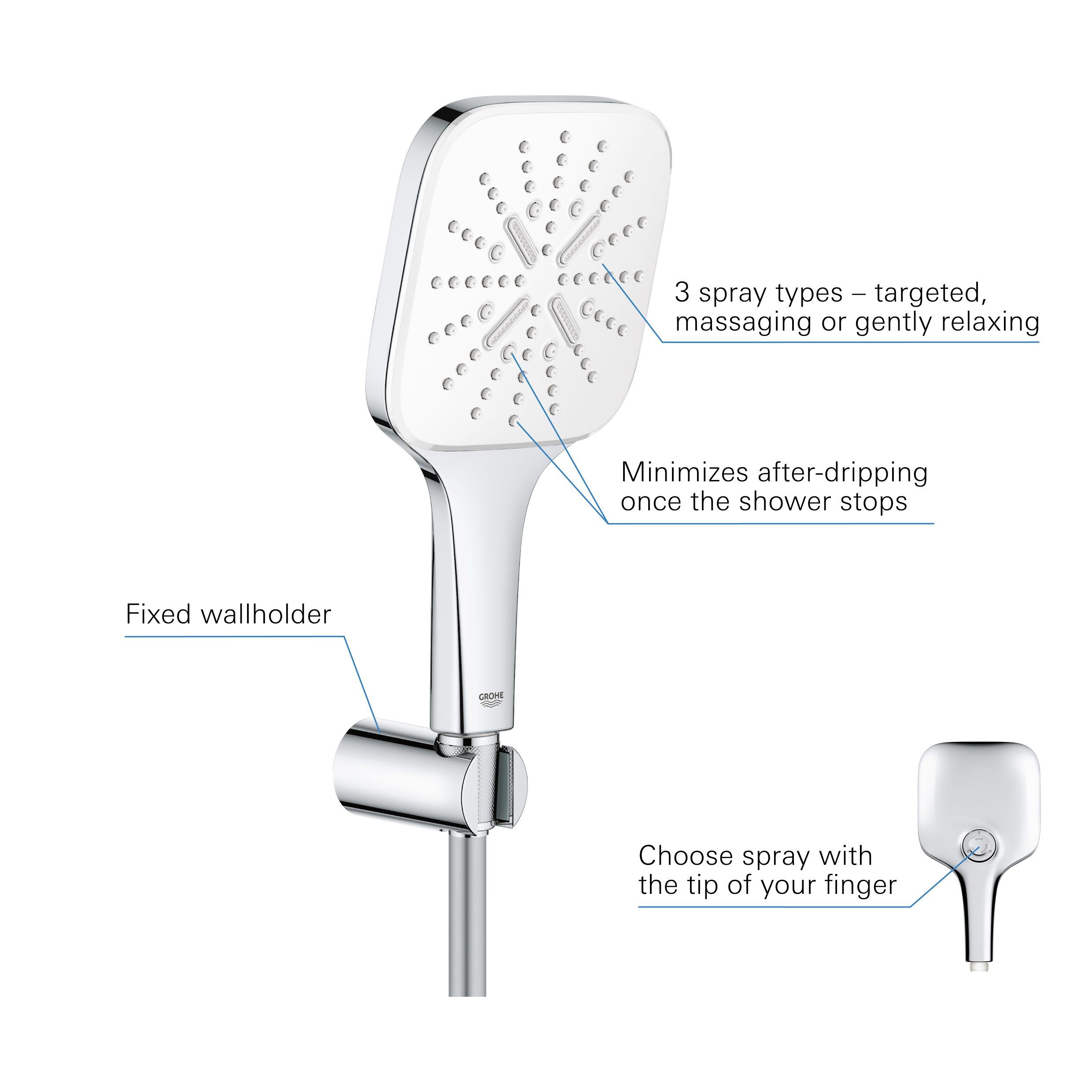 Ручной душ с 3 форсунками с подставкой Grohe Rainshower SmartActive ARCH-00042217 - Вид №17