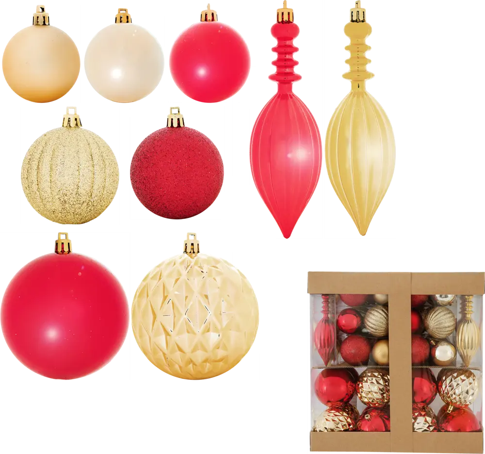 82609259 Набор ёлочных украшений 6-17 см цвет красный/золотой, 58 шт. STLM-0963819
