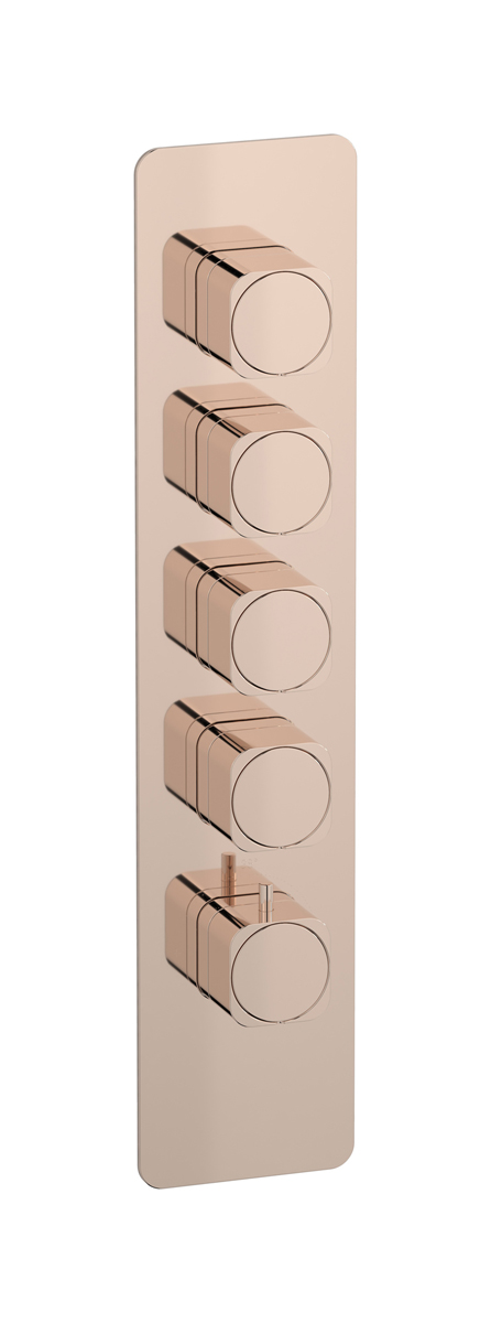 External part of thermostatic 4 ways, square plate, vertical, soft handle WE ARE IB eua416rsneo_1 Rose Gold Aqua