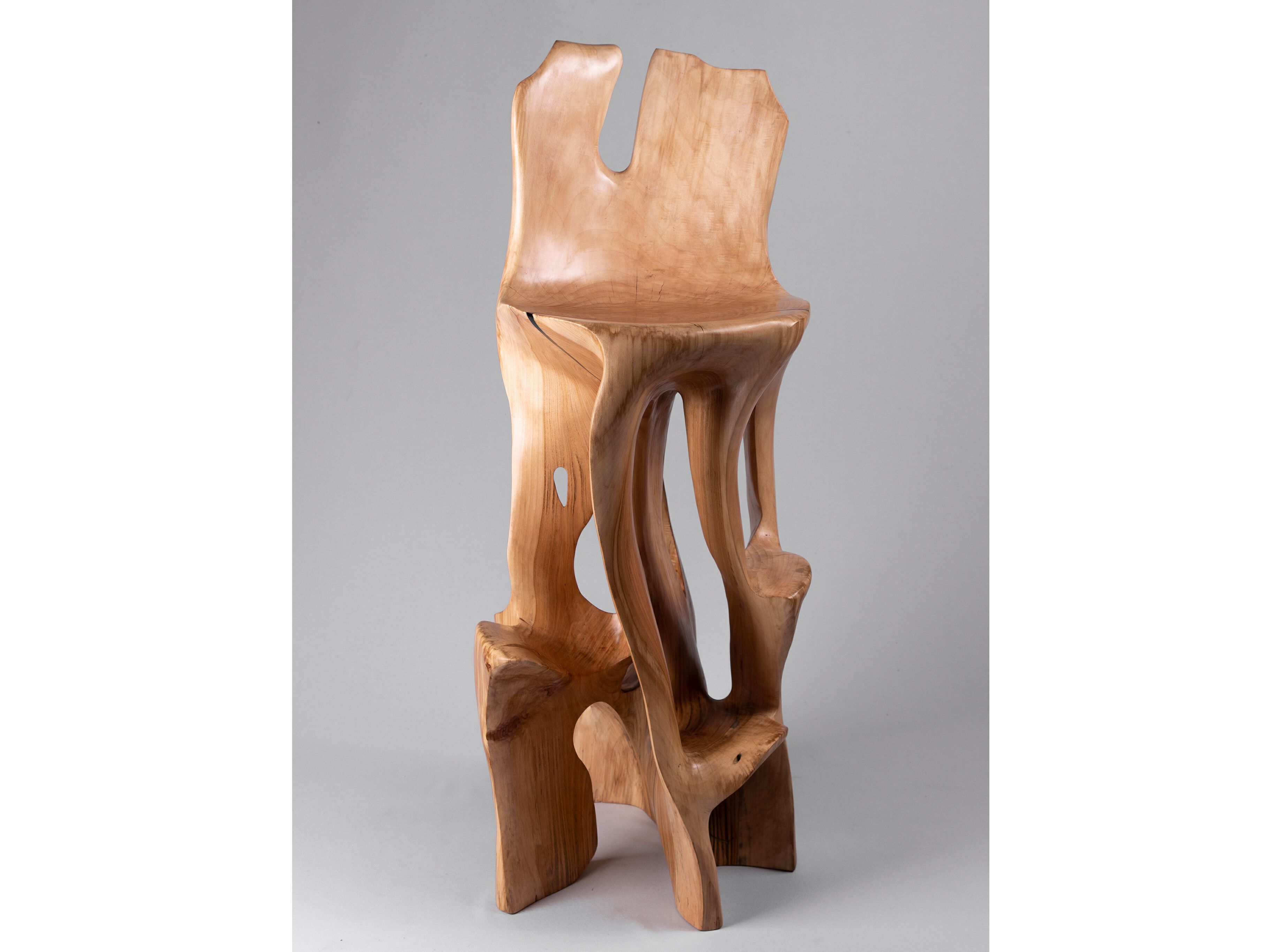 Высокий деревянный стул со спинкой Logniture Makha ARCH-00032012 - Вид №1