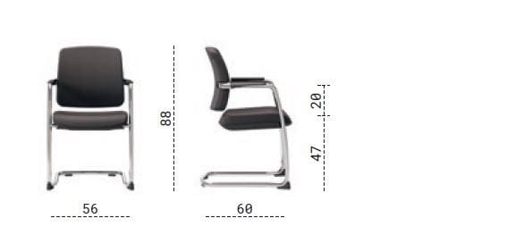 Тканевый консольный стул для конференций с подлокотниками Las Mobili Оскар ARCH-00110622 - Вид №2