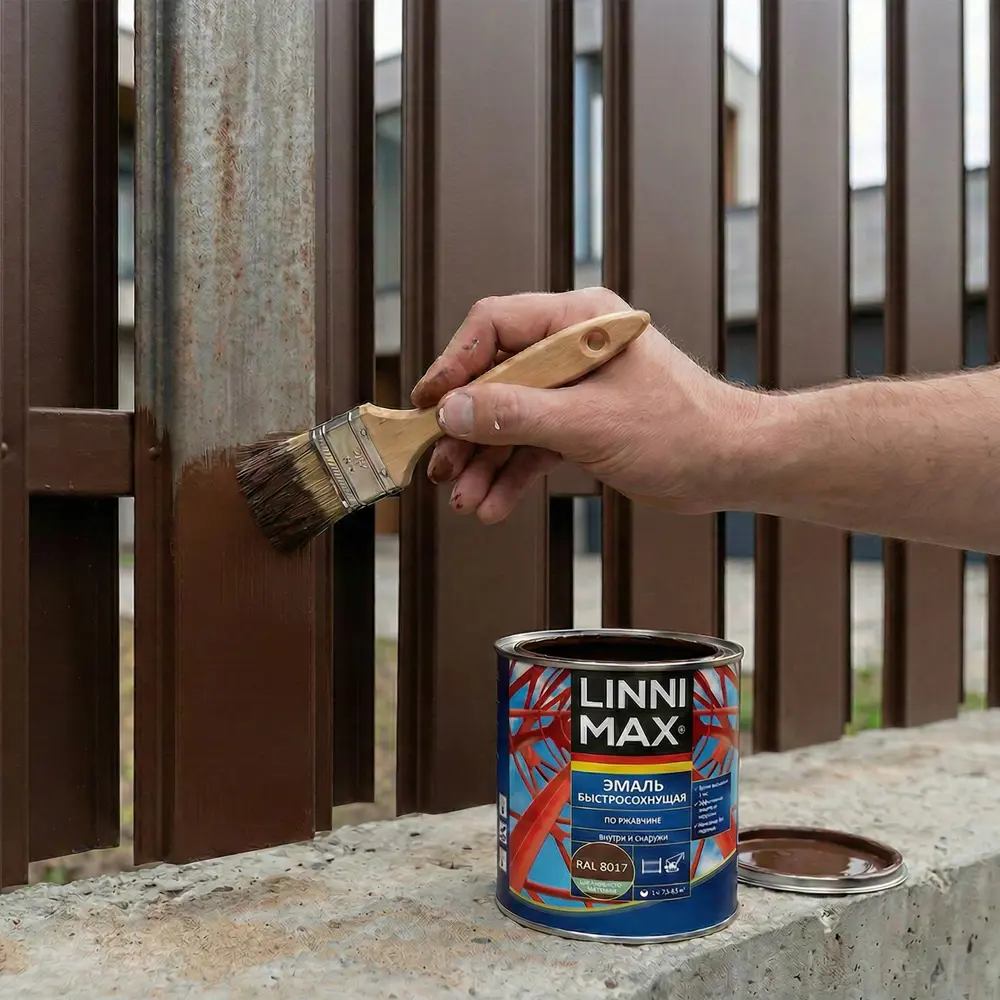 Грунт-эмаль по ржавчине Linnimax Быстросохнущая шелковисто-матовая цвет шоколадно-коричневый 0.75 л 89379728 STLM-2164590  - Вид №4