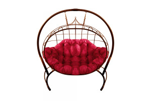 16437991 Подвесное кресло Улей без ротанга, коричневое, красная подушка 7930095242746 M-Group