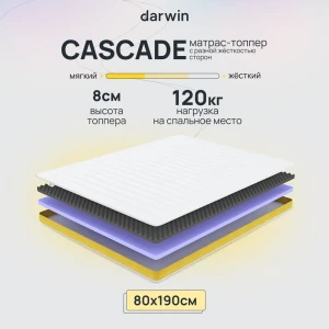 91018280 Топпер Darwin Cascade 80x190 см беспружинный, односпальный, ортопедический 91018280 Топпер Darwin Cascade 80x190 см беспружинный, односпальный, ортопедический