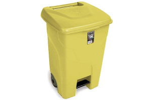 17526486 Прямоугольный мусорный бак 80 л на колесах с педалью пластик желтый 1/3 ПЛ-BO992e BORA