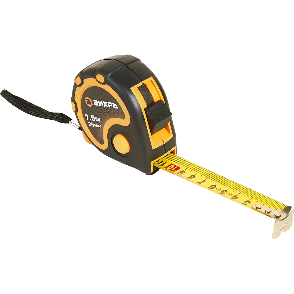Рулетка измерительная Вихрь 7,5 м с прочным корпусом и стальной лентой 85086416 STLM-0058427