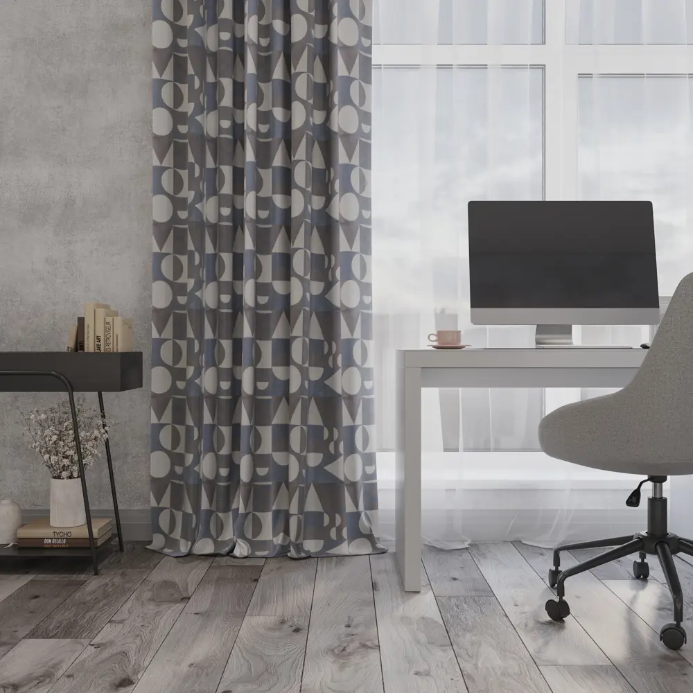 Штора на ленте Falma 140x280 см геометрия цвет серо-синий SEASONS STLM-2151541