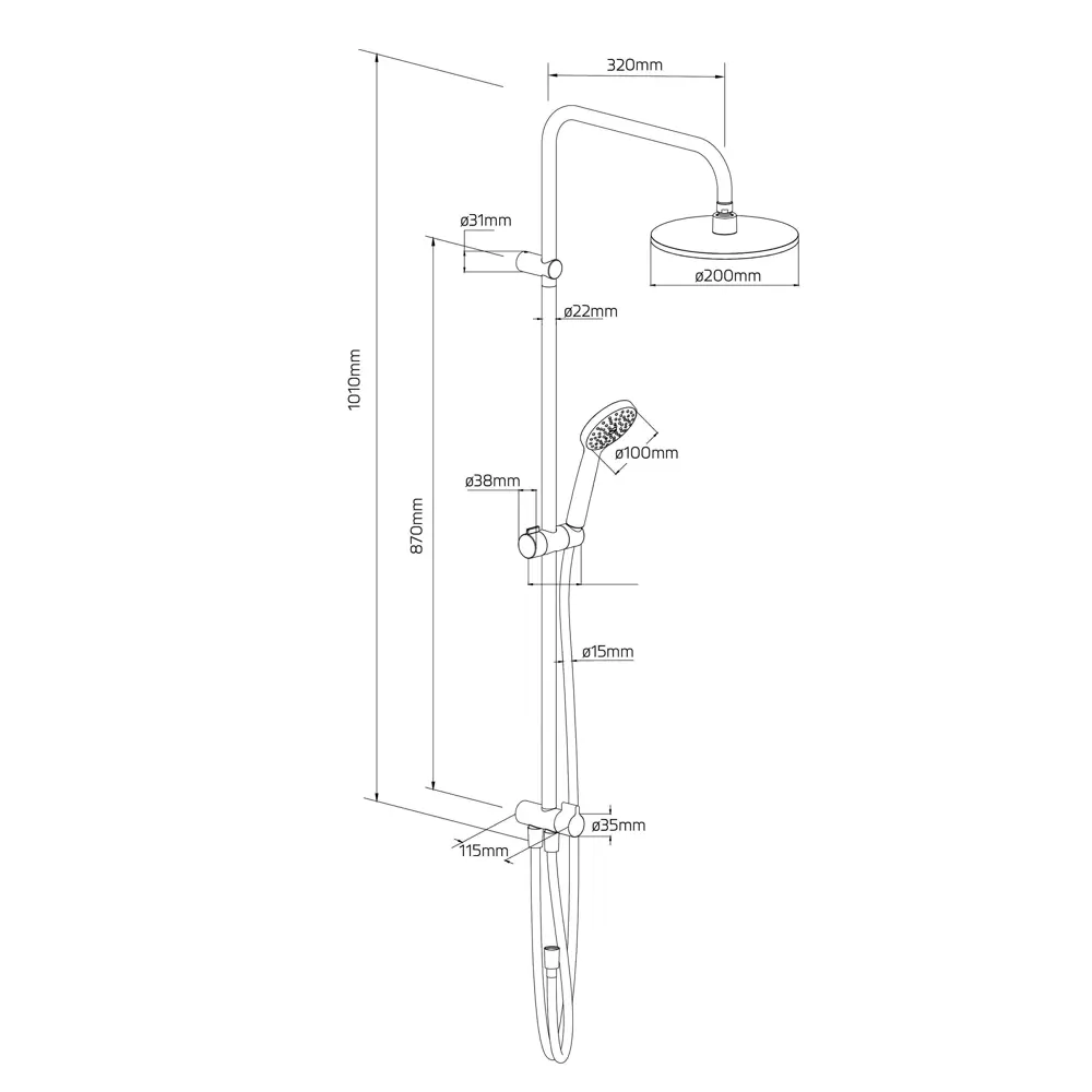 Душевая система Damixa Willow в матово-черном исполнении 89346519 STLM-1378790 - Вид №3