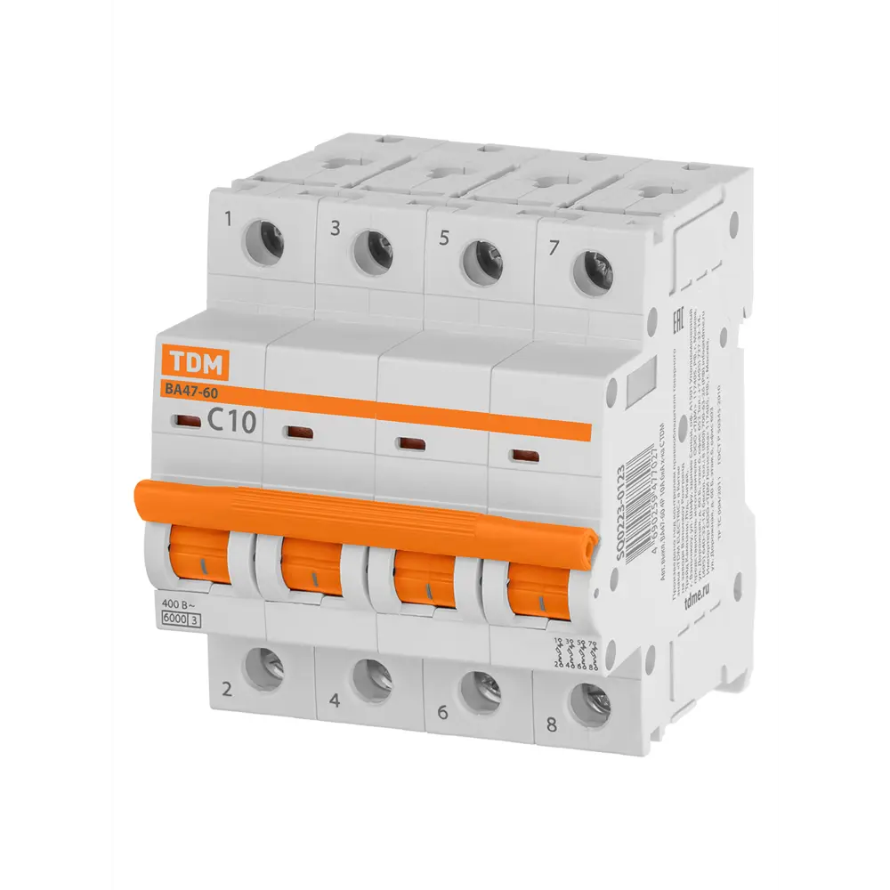 Автоматический выключатель TDM Electric ВА47-60 4Р C10 A 6 кА STLM-2150144