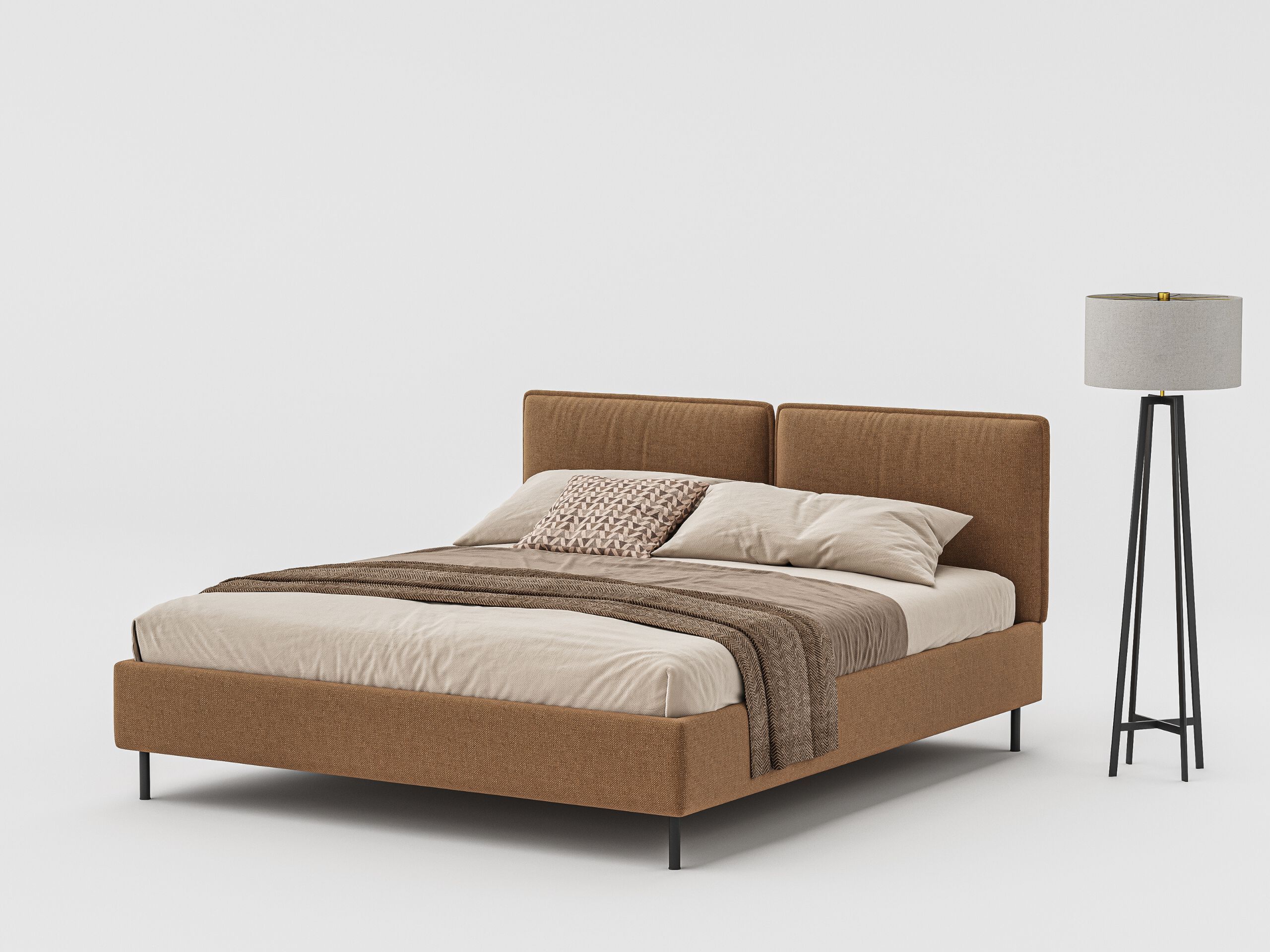 Двуспальная кровать с мягким изголовьем Woodsoft ALBA ARCH-00143283