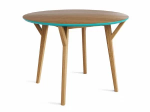 Обеденный стол круглый натуральный дуб, бирюзовый 102 см Circle THE IDEA  210011 Бежевый