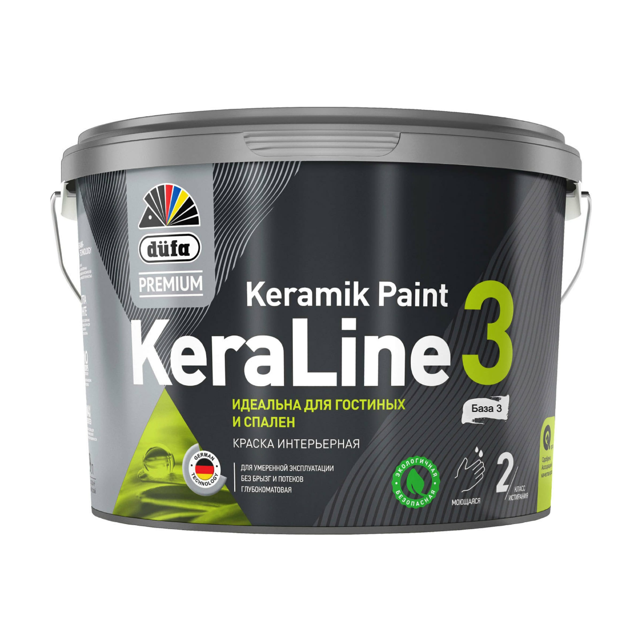 90190612 Краска для стен и потолков Premium KeraLine Keramik Paint 3 глубокоматовая прозрачная база 3 9 л STLM-0126763 DUFA