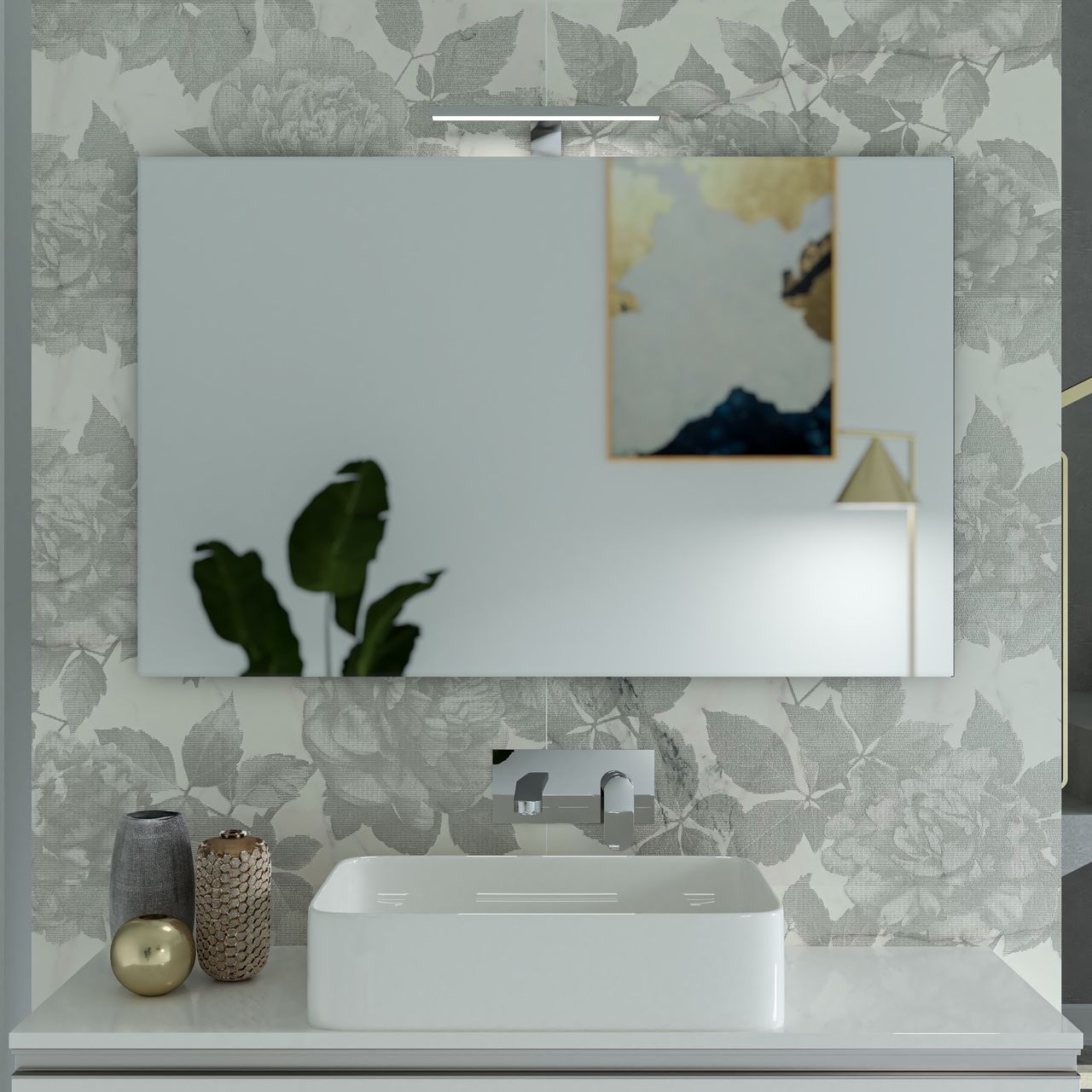 Прямоугольное зеркало со встроенным освещением для ванной комнаты Ercos зеркала ARCH-00096732 - Вид №2