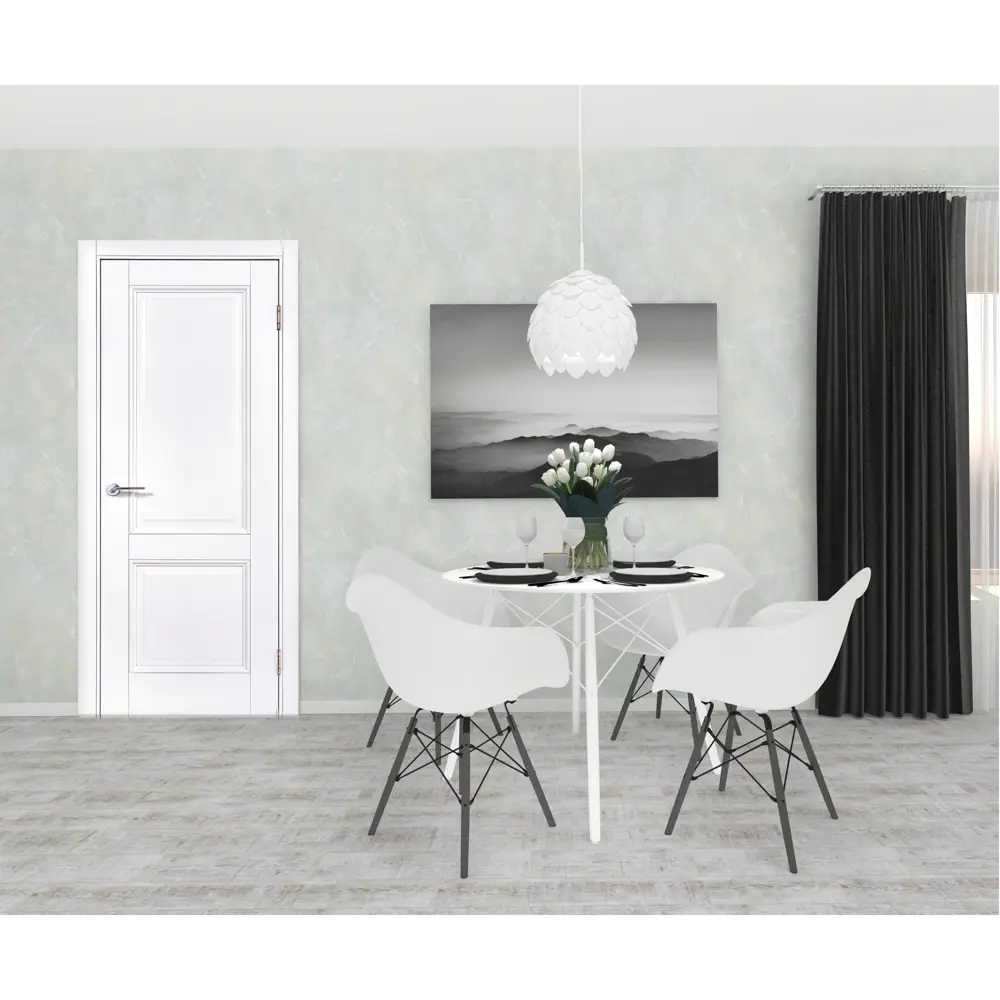 Комплект двери Палермо глухая 60x200 см полипропилен цвет аляска без доборов PORTIKA STLM-2064892 - Вид №1