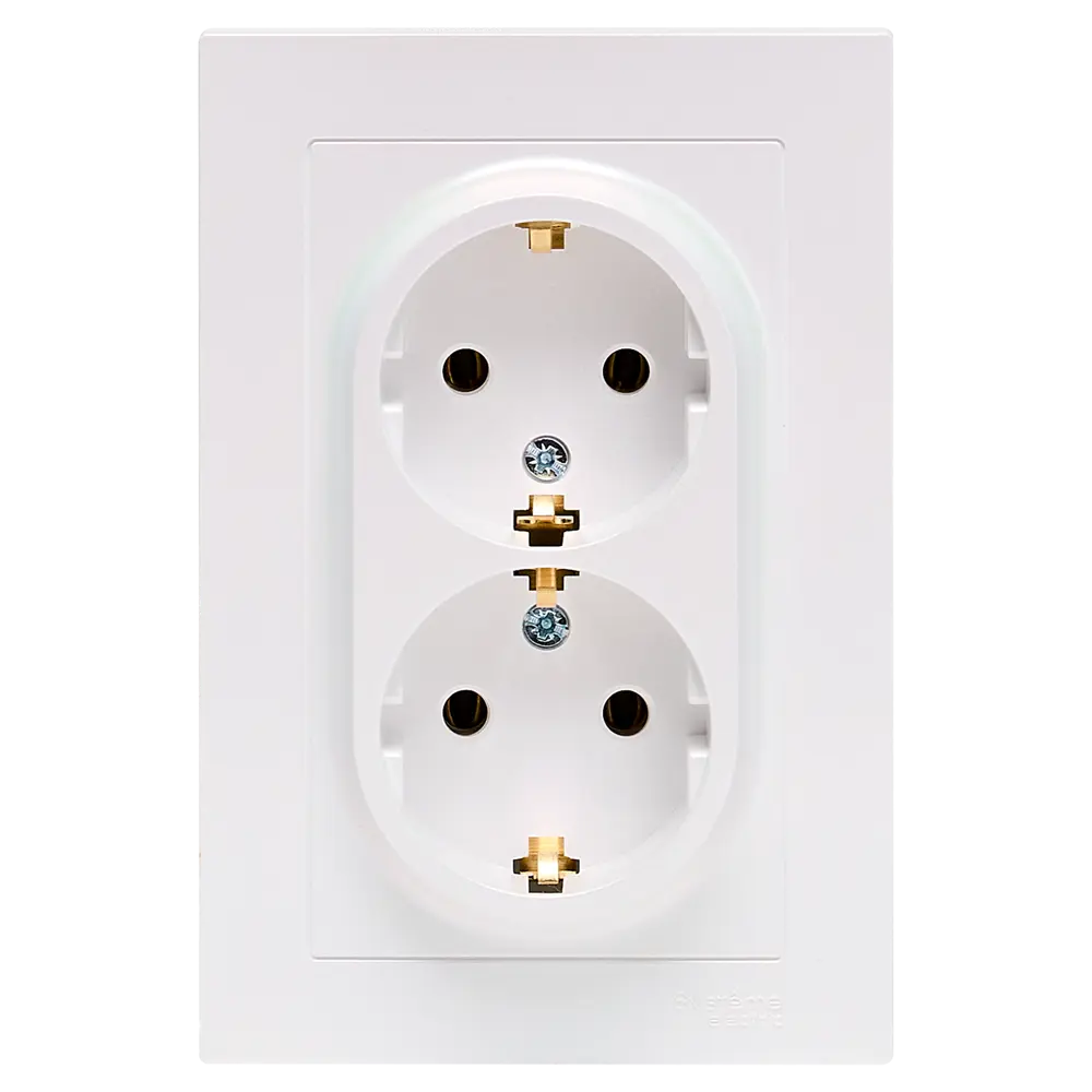 Розетка двойная встраиваемая Systeme Electric AtlasDesign с заземлением цвет жемчужный 89457358 STLM-2004207