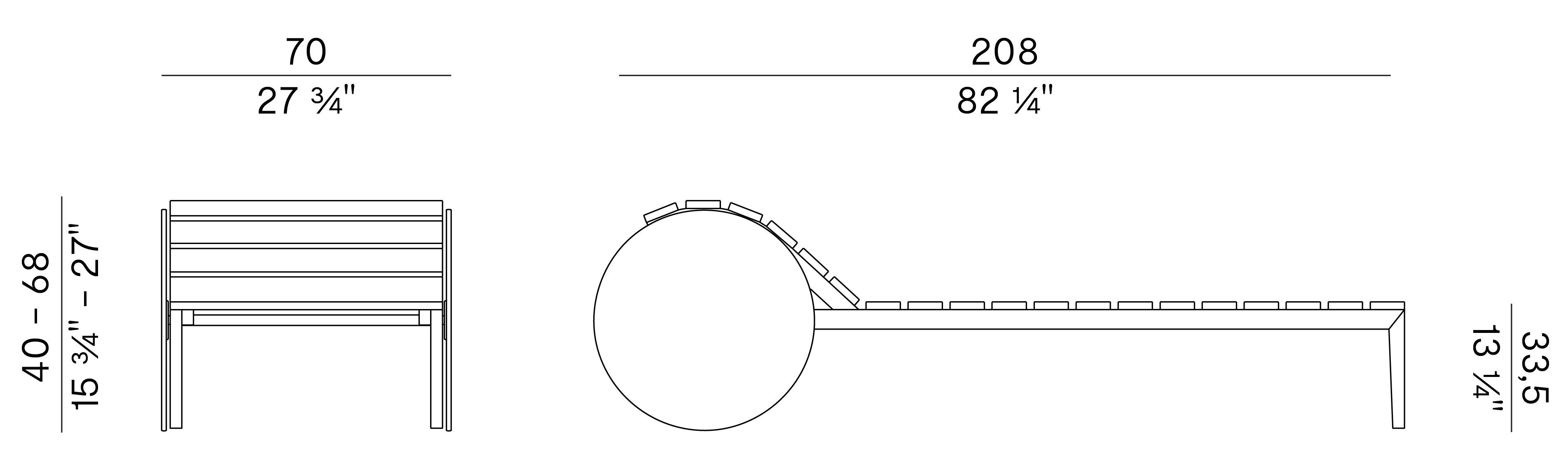 Ироко лежачий садовый шезлонг с колесами Potocco Suno ARCH-00053219 - Вид №2