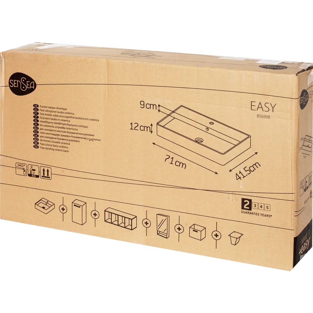 Раковина накладная прямоугольная Easy 71 см SENSEA STLM-2130670 - Вид №11